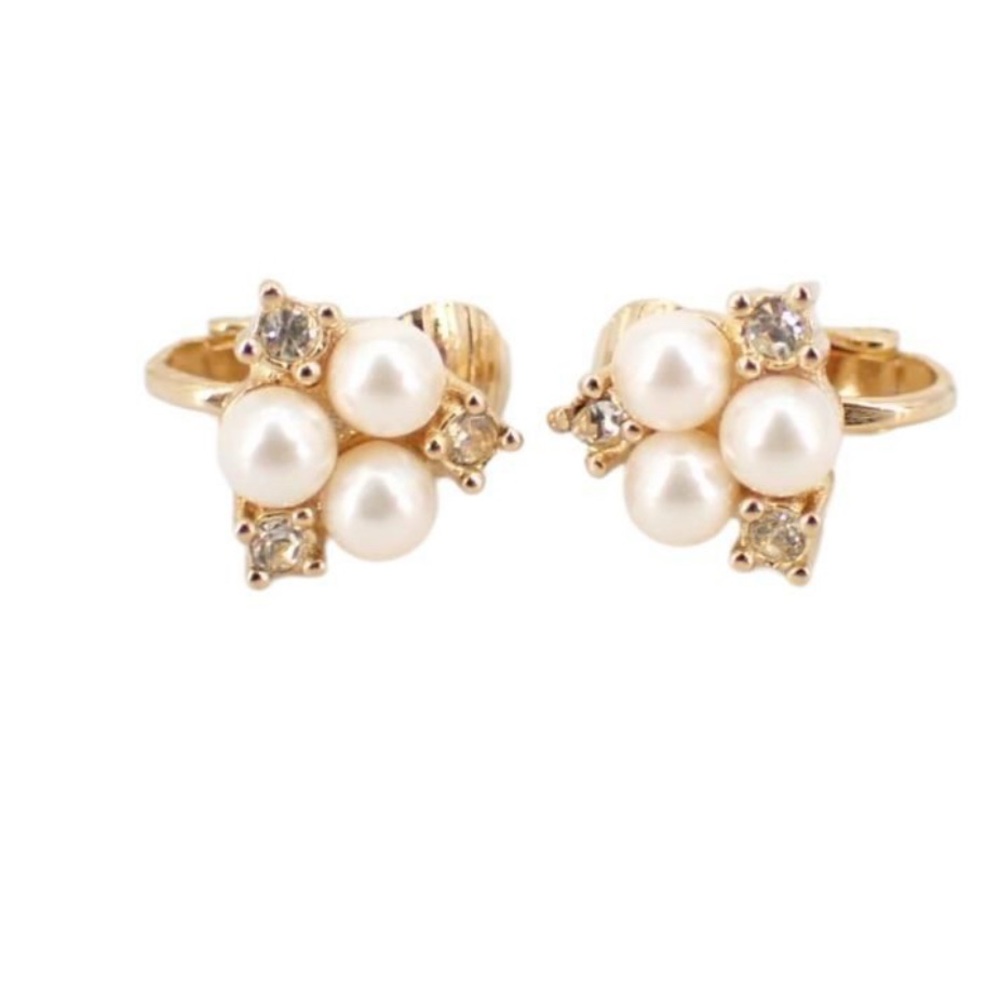 Dior Clip-on Gold toned and‎ White Pearl Cluster Earrings